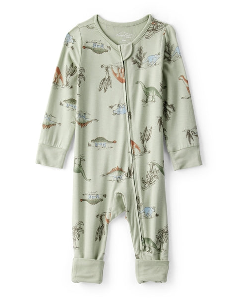 Dinosaur Print PurelySoft Long-Sleeve Sleep & Play - Green