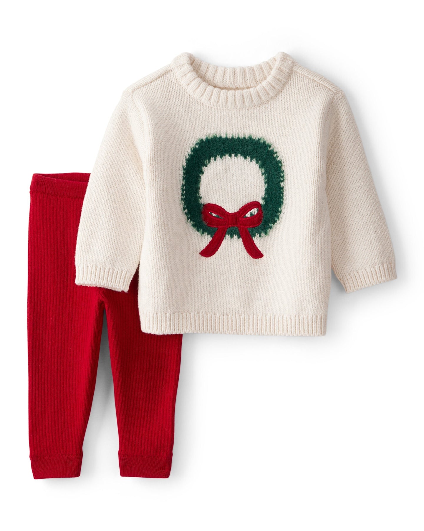 2PC Pant Set Ivory Wreath Sweater