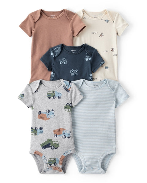 5-Pack Construction Short-Sleeve Bodysuits