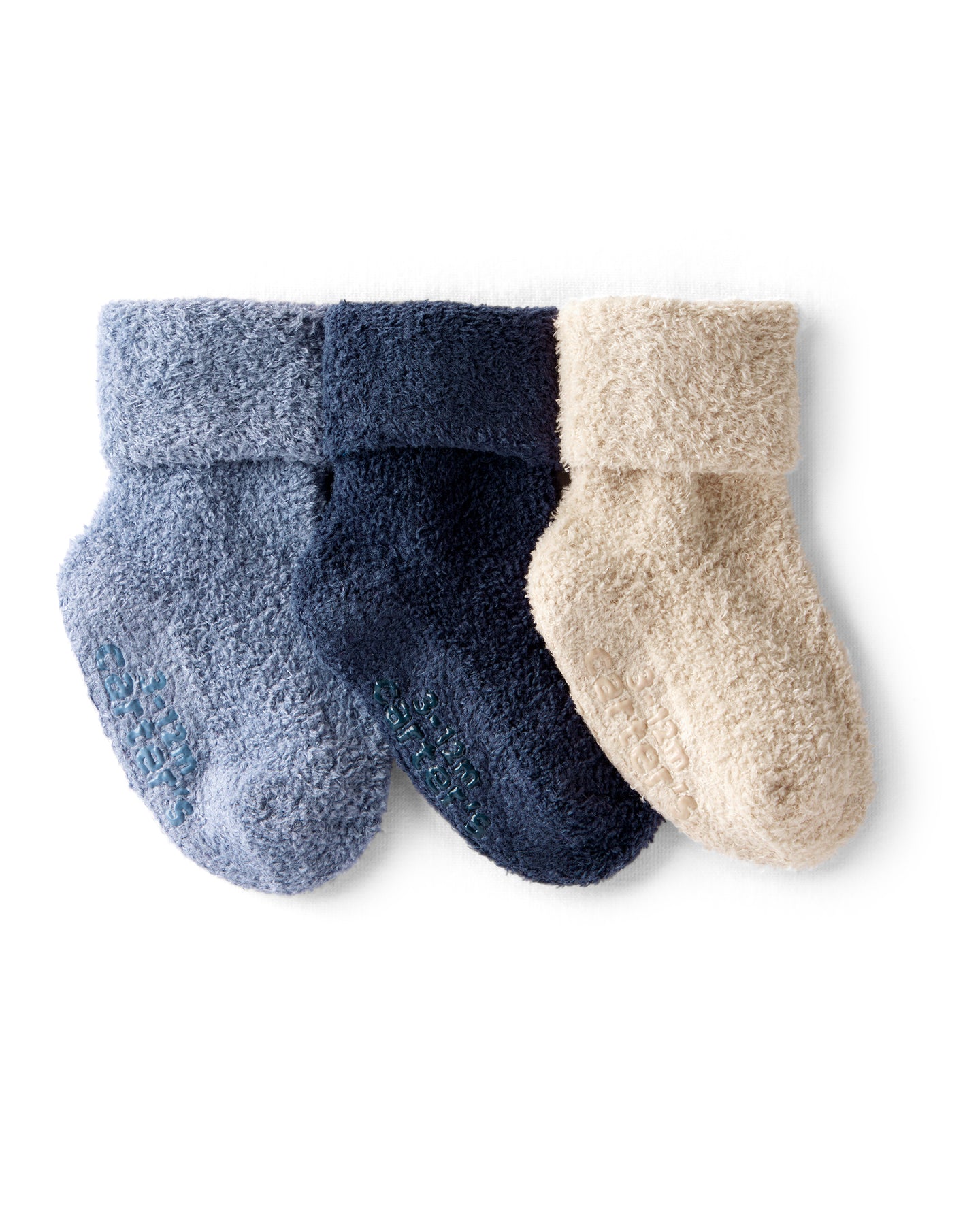 3-Pack Foldover Booties - Grey/Brown/Navy