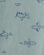 Cargar imagen en el visor de la galería, 3-Piece Airplane Print Long-Sleeve Bodysuit &amp; Pant Set - Blue
