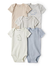 Cargar imagen en el visor de la galería, 5-Pack Hippo Multipack Bodysuits - Brown/Blue/White
