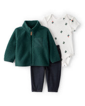 Cargar imagen en el visor de la galería, 3-Piece Cactus Fleece Zip-Up Jacket Outfit Set

