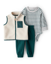 Cargar imagen en el visor de la galería, 3-Piece Fleece Vest Outfit Set - Green
