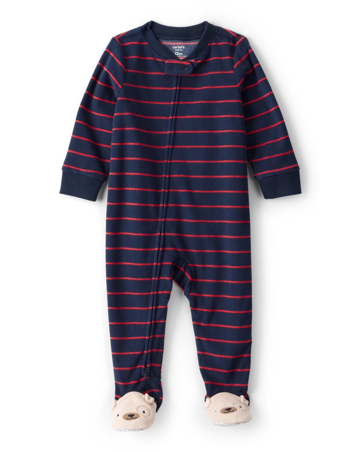 1PC Fleece Ftd Navy Stripe Dog Feet