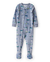Cargar imagen en el visor de la galería, Train DreamPlush Long-Sleeve Snug Fit 1-Piece Pajamas - Blue/Grey
