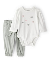 Cargar imagen en el visor de la galería, 2-Piece Butterfly Bodysuit &amp; Pant Set - Green/White
