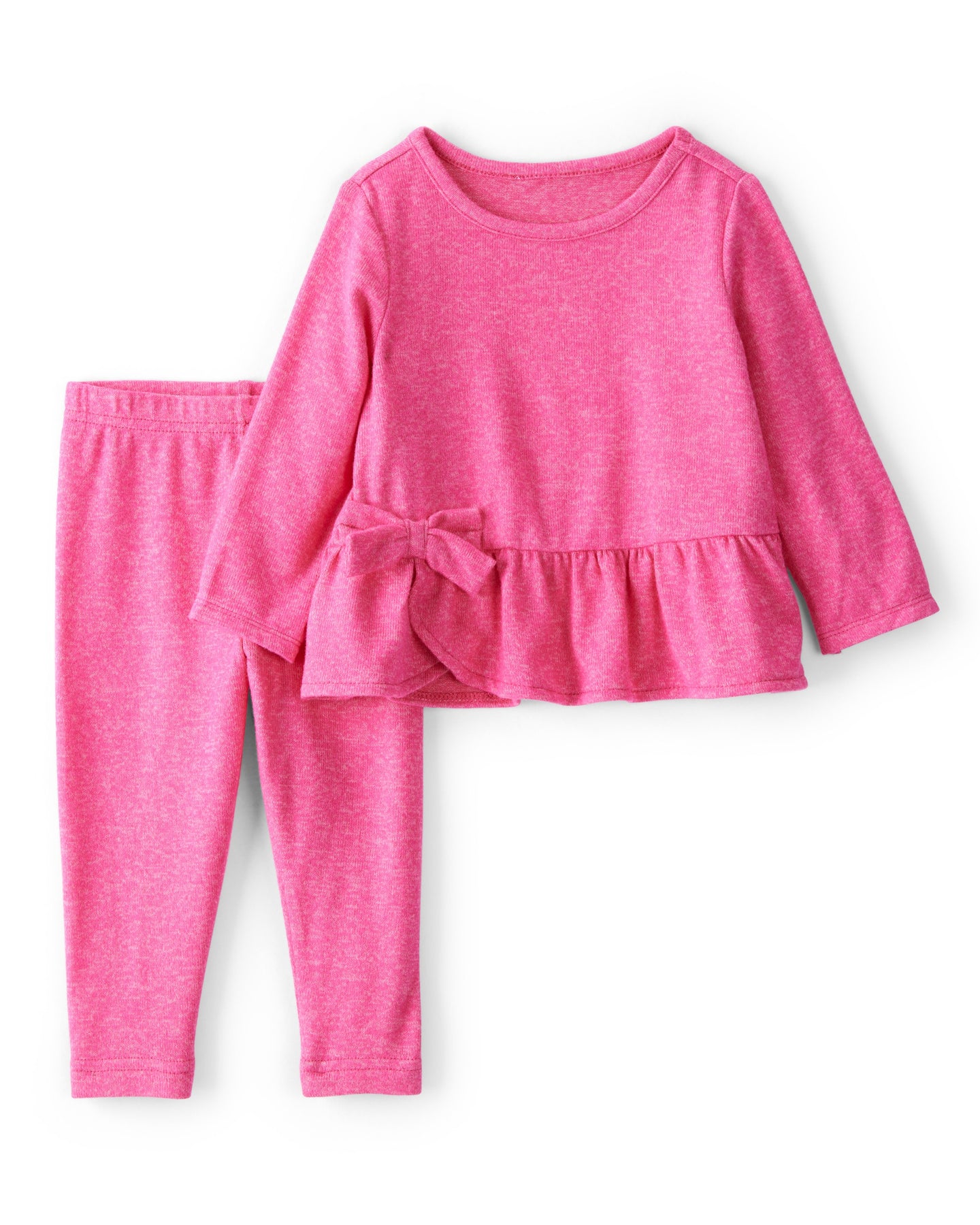 Bow Peplum Top & Legging Set - Pink