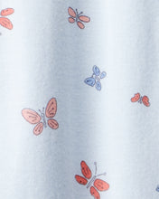 Cargar imagen en el visor de la galería, Butterfly 100% Cotton Long-Sleeve Snug Fit 2-way Zip 1-Piece Pajamas - Blue
