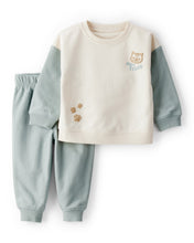 Cargar imagen en el visor de la galería, Hey Tiger' French Terry Sweatshirt &amp; Pant Set - Blue/Cream
