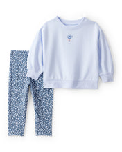Cargar imagen en el visor de la galería, 2-Piece Floral French Terry Sweatshirt &amp; Pant Set - Blue
