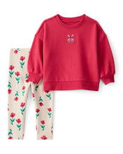 Cargar imagen en el visor de la galería, Floral Windmill French Terry Sweatshirt &amp; Pant Set - Red
