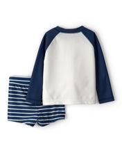 Cargar imagen en el visor de la galería, 2-Piece Pelican Long-Sleeve Rashguard Swimsuit Set - Navy/White
