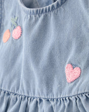 Cargar imagen en el visor de la galería, 3-Piece Cherry Chambray Sleeveless Top; Bodysuit &amp; Short Set - Pink/Blue
