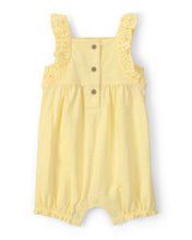 Cargar imagen en el visor de la galería, Sleeveless Romper with Eyelet Straps - Yellow
