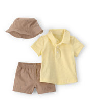 Cargar imagen en el visor de la galería, 3-Piece Top; Hat &amp; Short Set - Yellow/Brown
