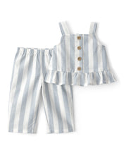 Cargar imagen en el visor de la galería, 2-Piece Sleeveless Tee &amp; Pant Set - Blue/White
