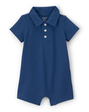 Cargar imagen en el visor de la galería, Pique Polo Short-Sleeve Romper - Navy Blue
