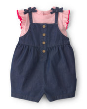 Cargar imagen en el visor de la galería, 2-Piece Chambray Romper Set - Pink/Blue

