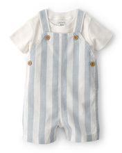 Cargar imagen en el visor de la galería, 2-Piece Stripe Romper Set - Blue/Ivory
