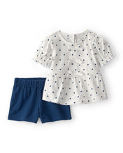 Cargar imagen en el visor de la galería, Conjunto De 2 Piezas De Blusa Y Short De Lunares Azul/Blanco
