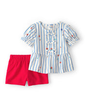 Cargar imagen en el visor de la galería, 2-Piece Strawberry Top &amp; Short Set - Blue/Red
