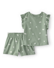 Cargar imagen en el visor de la galería, 2-Piece Floral Top &amp; Short Set - Green

