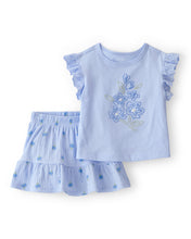 Cargar imagen en el visor de la galería, 2-Piece Floral Top &amp; Skort Set - Blue

