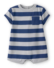 Cargar imagen en el visor de la galería, Stripe Short-Sleeve Romper - Blue/Grey
