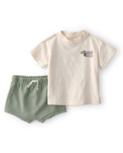 Cargar imagen en el visor de la galería, Baby Boy 2-Piece Toucan Solid Short-Sleeve Top &amp; Short Set - Green/White
