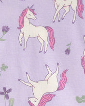 Cargar imagen en el visor de la galería, Unicorn Floral 100% Cotton Snug Fit 4-Piece Pajama Set - Pink/Purple
