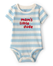 Cargar imagen en el visor de la galería, 'Mom's Little Dude' Striped Graphic Bodysuit - Blue/Ivory
