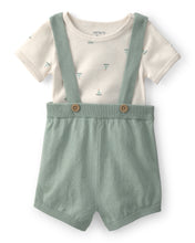 Cargar imagen en el visor de la galería, Baby 2-Piece Sailboat Overall Set - Green/Ivory
