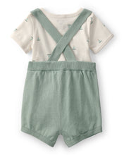 Cargar imagen en el visor de la galería, Baby 2-Piece Sailboat Overall Set - Green/Ivory
