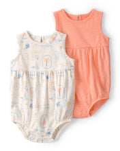 Cargar imagen en el visor de la galería, 2-Pack Beach Cotton Bubble Rompers - Orange/Ivory
