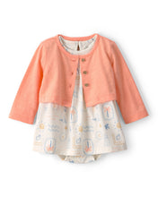 Cargar imagen en el visor de la galería, 2-Piece Beach Cardigan &amp; Bodysuit Dress Set - Orange/Ivory
