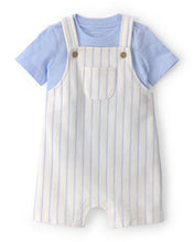 Cargar imagen en el visor de la galería, 2-Piece Stripe Overall Set - Blue/Ivory
