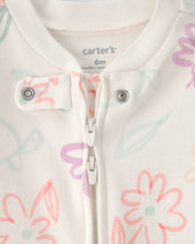 Cargar imagen en el visor de la galería, Spring Floral 2-Way Zip 100% Cotton Sleep &amp; Play Pajama - Ivory
