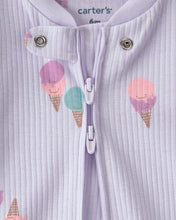 Cargar imagen en el visor de la galería, Ice Cream 2-Way Zip Sleep &amp; Play Pajama - Purple
