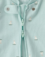 Cargar imagen en el visor de la galería, Sailboat 2-Way Zip Sleep &amp; Play Pajama - Green
