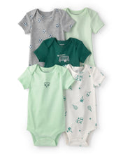 Cargar imagen en el visor de la galería, 5-Pack Sports Multipack Bodysuits - Green/White
