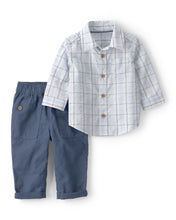Cargar imagen en el visor de la galería, 2-Piece Plaid Shirt &amp; Pant Set - Blue
