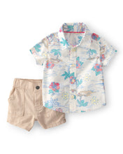 Cargar imagen en el visor de la galería, 2-Piece Tropical Beach Short-Sleeve Top &amp; Pant Set
