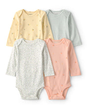 Cargar imagen en el visor de la galería, 4-Pack Fruit Floral Long-Sleeve Multipack Bodysuits

