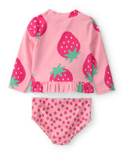 Cargar imagen en el visor de la galería, 2-Piece Strawberry Rashguard Swimsuit Set - Pink
