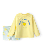 Cargar imagen en el visor de la galería, 2-Piece Lemon Rashguard Swimsuit Set - Yellow/Blue
