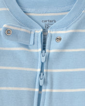 Cargar imagen en el visor de la galería, Alligator Striped 100% Cotton Snug Fit 1-Piece Pajama - Blue
