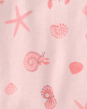 Cargar imagen en el visor de la galería, Seashells 100% Cotton Short-Sleeve Snug Fit 4-Piece Pajama Set - Pink/Orange
