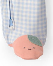 Cargar imagen en el visor de la galería, Peach Gingham 2-Way Zip 100% Cotton Sleep &amp; Play Pajama - Blue
