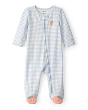 Cargar imagen en el visor de la galería, Peach Gingham 2-Way Zip 100% Cotton Sleep &amp; Play Pajama - Blue
